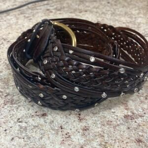 Vintage Amiee Lynn women’s M/L braided rhinestone leather western belt